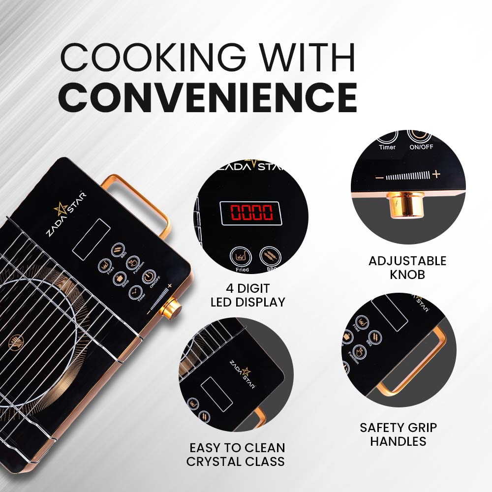 ZADASTAR ZS INFRARED COOKTOP WITH KNOB AND STAINLESS STEEL GRILL