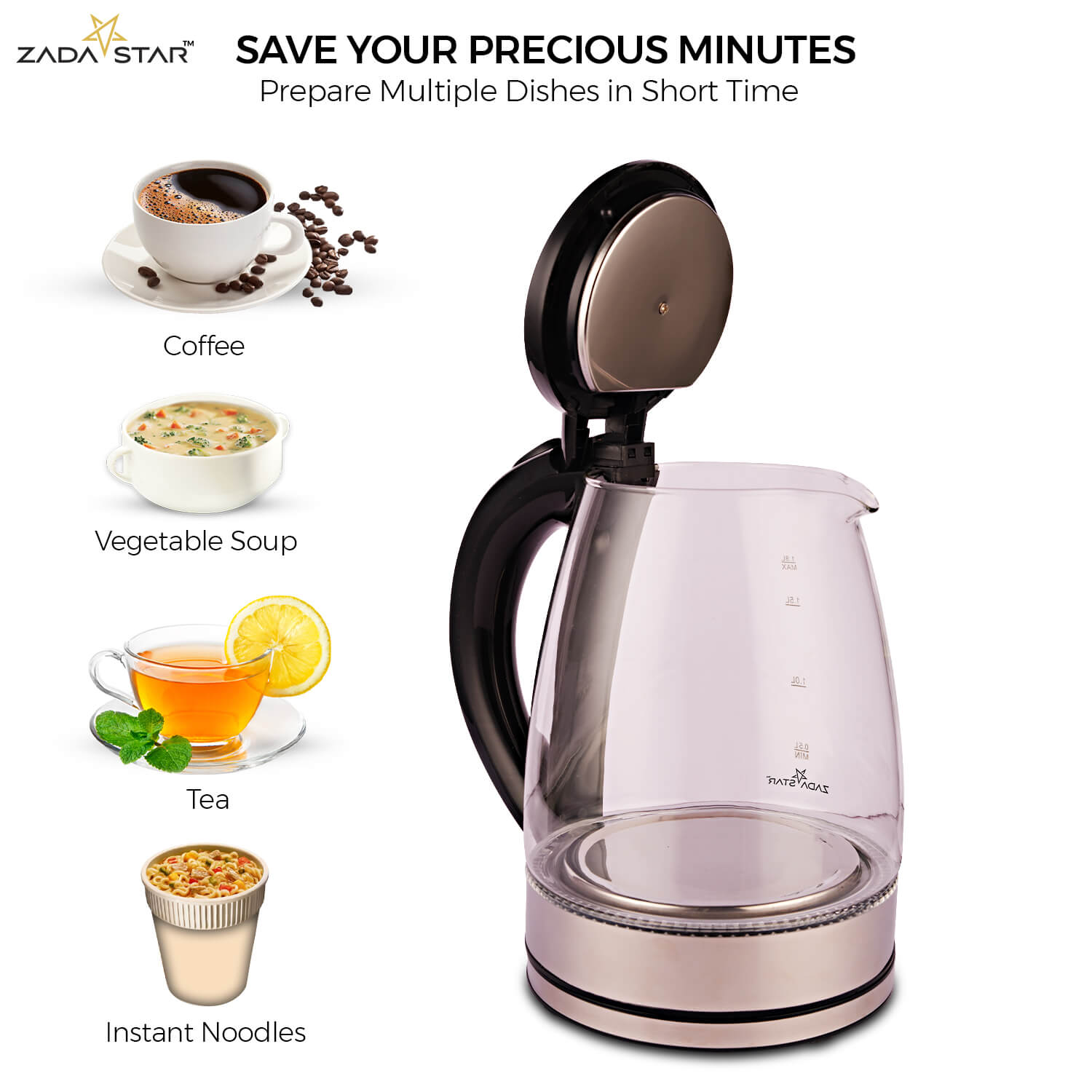 ZADASTAR 1.8L ZS GLASS KETTLE