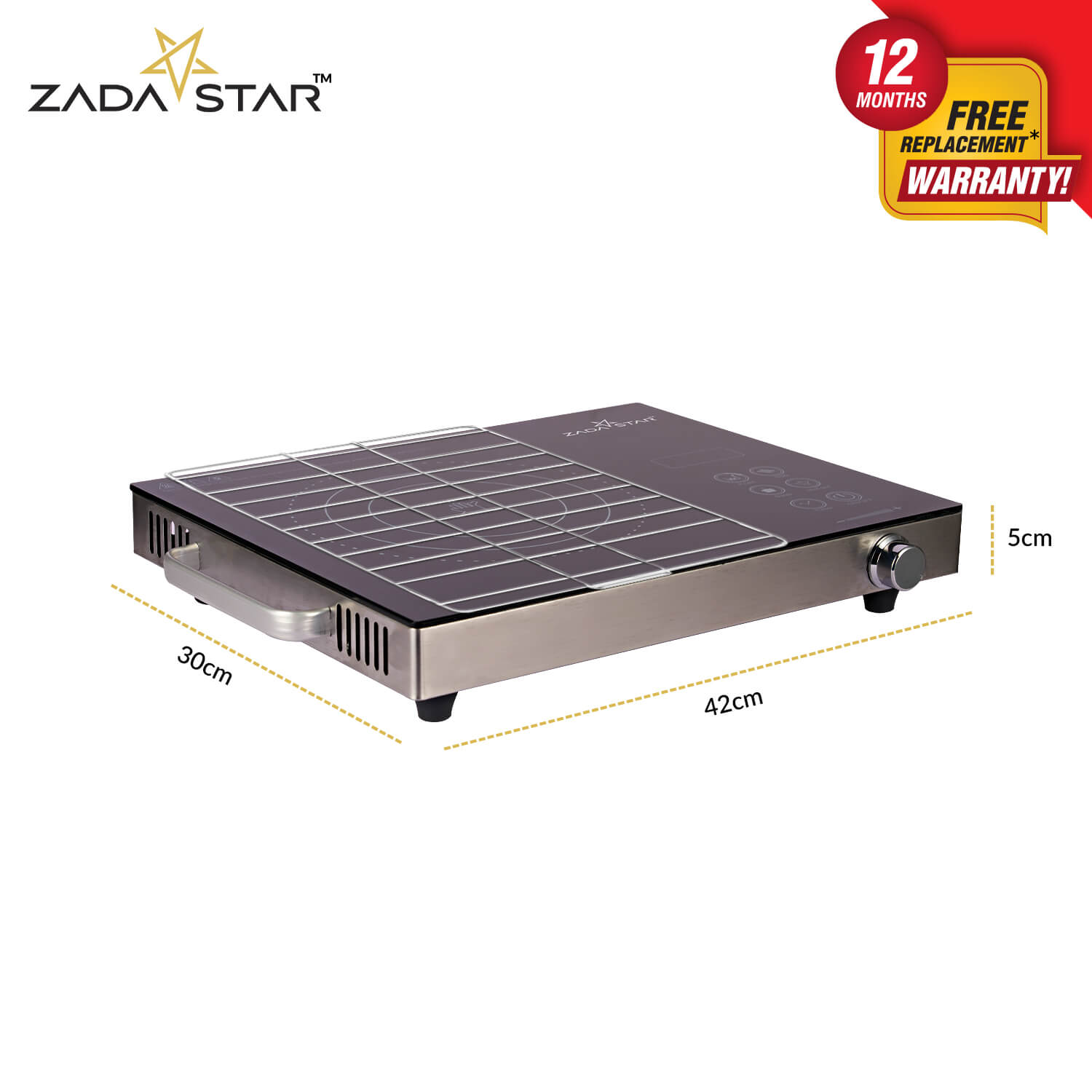 ZADASTAR ZS INFRARED COOKTOP WITH KNOB AND STAINLESS STEEL GRILL