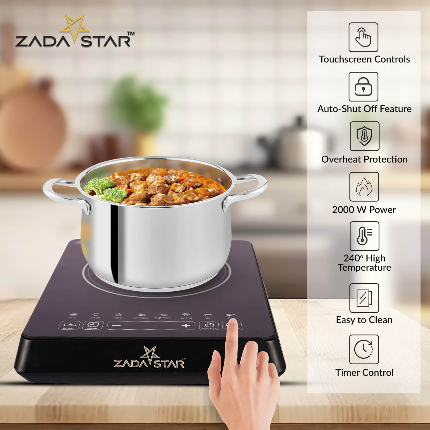 ZADASTAR ZS TOUCH 2000W INDUCTION COOKTOP