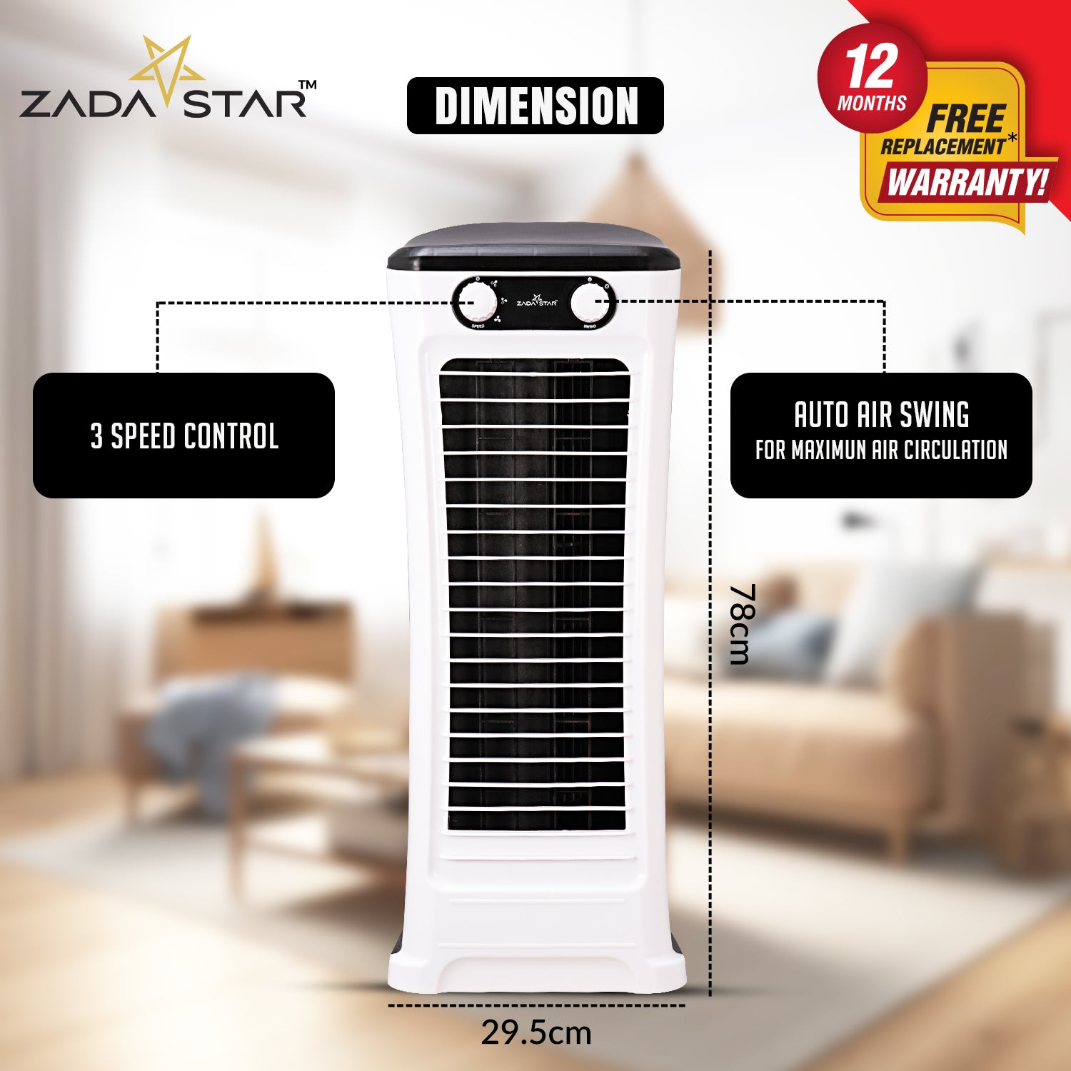 ZADASTAR ZS BREEZY CHILD SAFE TOWER FAN