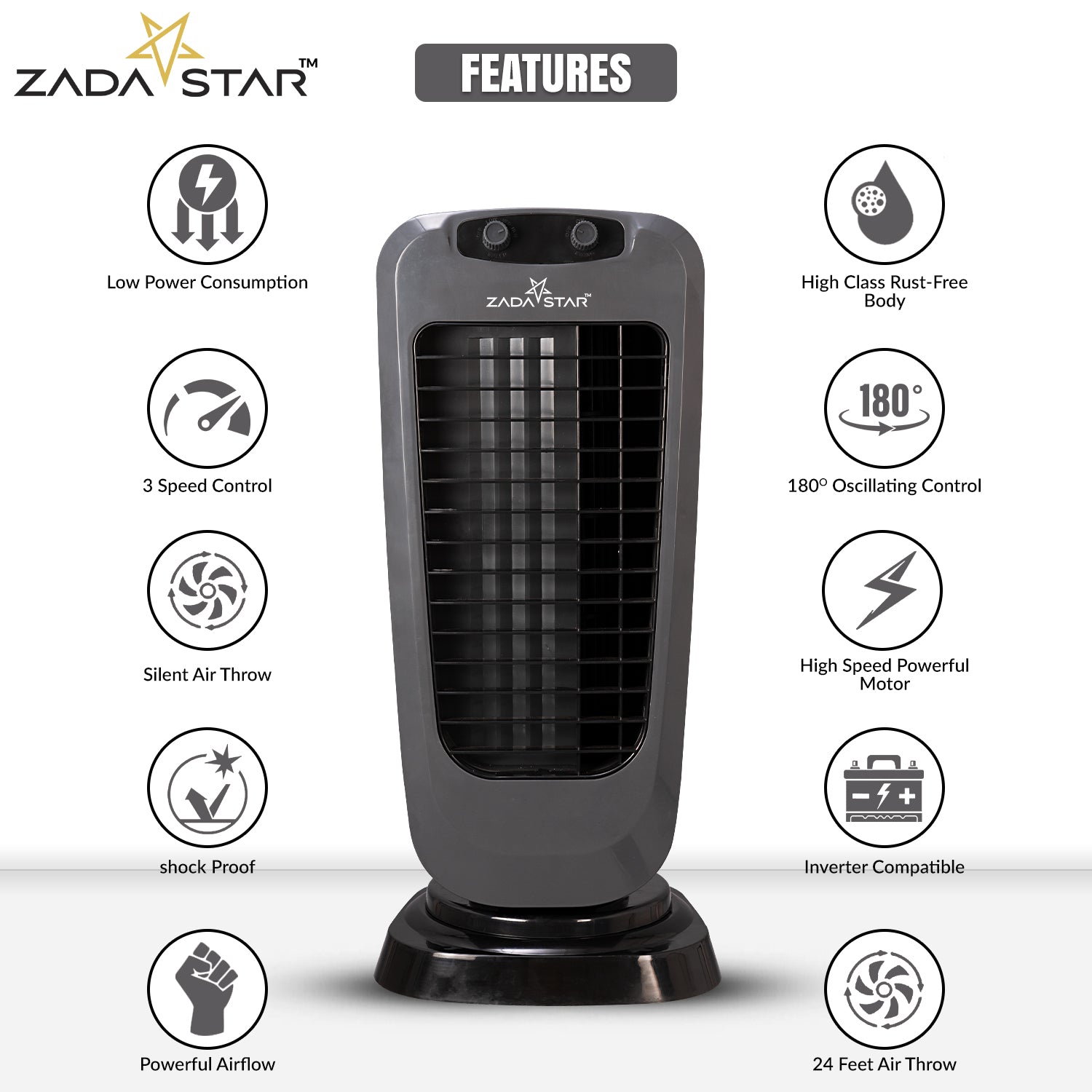 ZADASTAR ZS STYLISH CHILD SAFE TOWER FAN