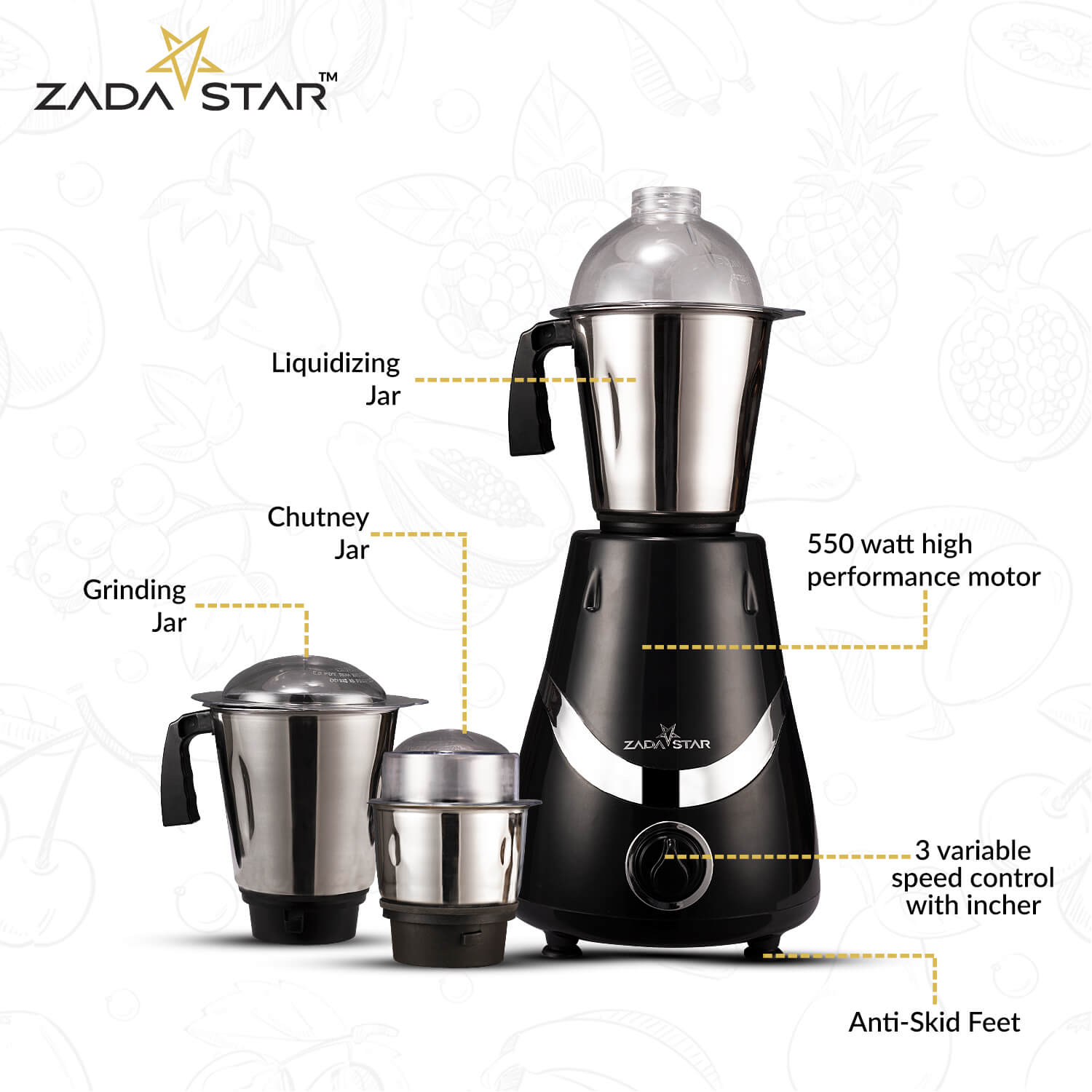 ZADASTAR ZS LUSTRA 550W MIXER GRINDER