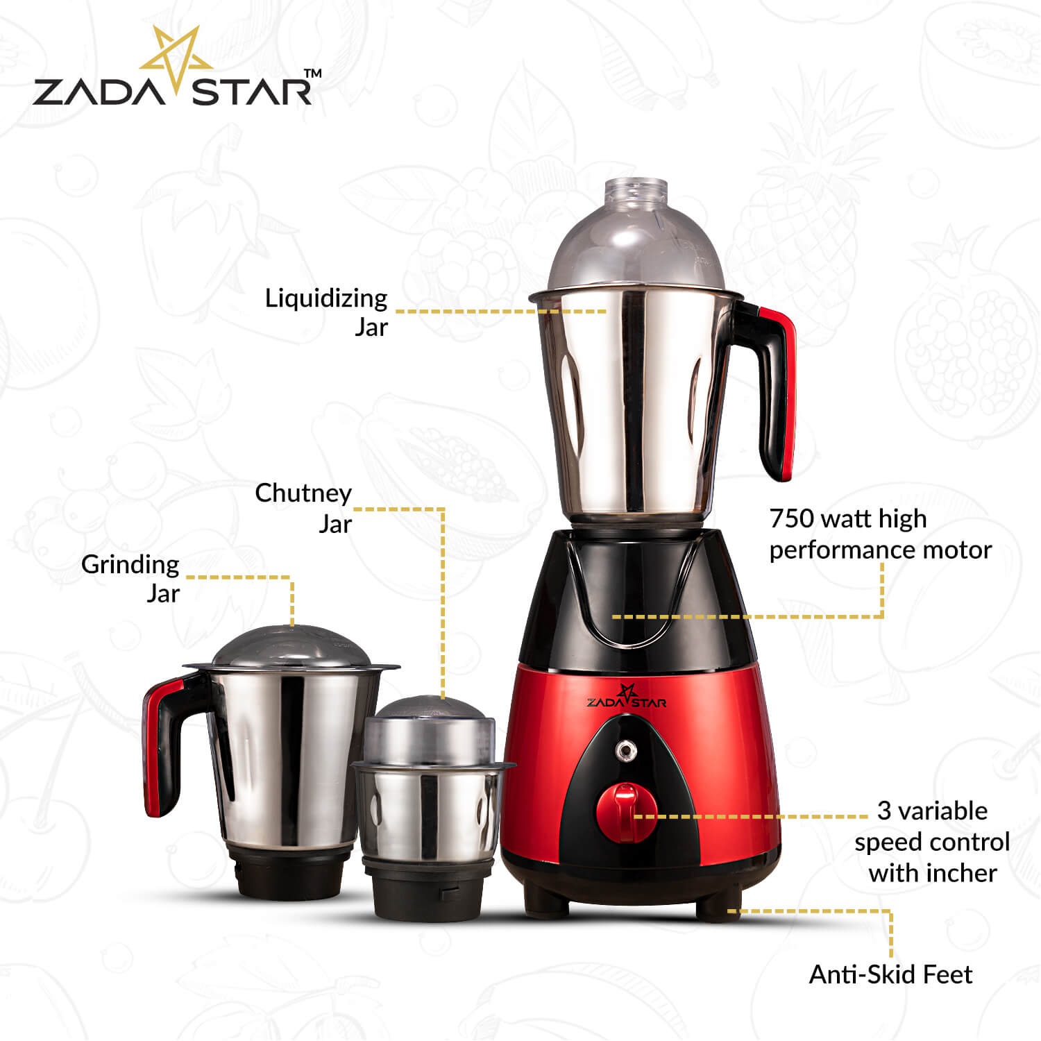 ZADASTAR ZS ELITE 750W MIXER GRINDER